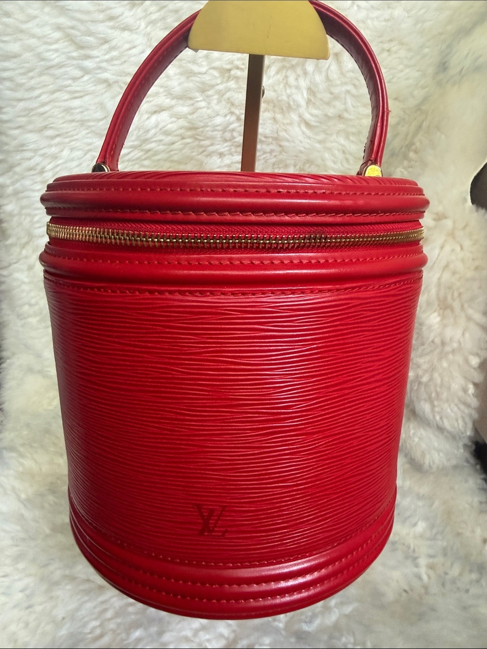 Louis Vuitton Red Epi Leather Cylinder Mini Bag